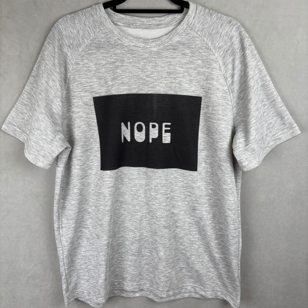 George Mens NOPE Graphic T-Shirt Heather Grey Raglan Short Sleeve Sz L 42-44